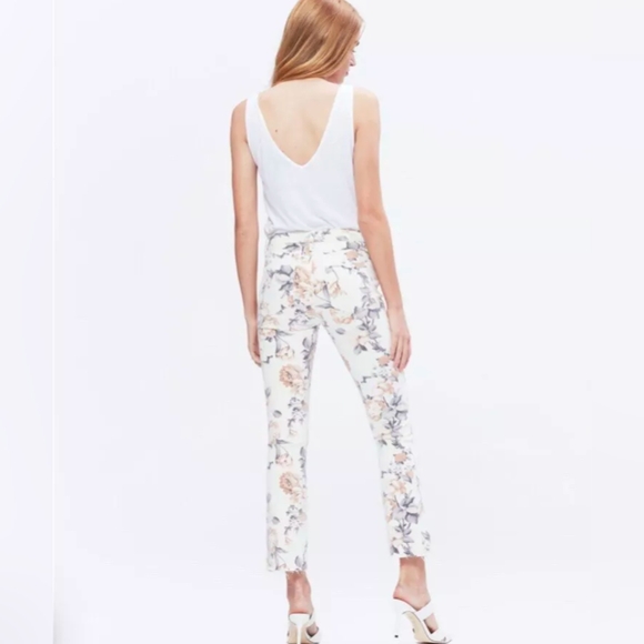 Paige Colette Crop Flare Fray Hem Jeans Desert Wildflower Floral Pattern Sz 30 - Picture 2 of 14